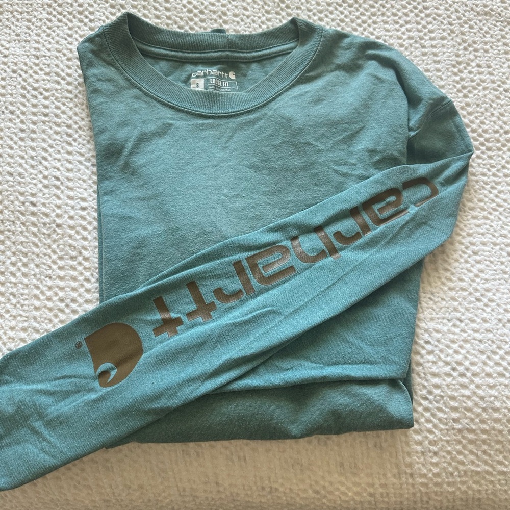Carhartt Teal Long Sleeve Shirt with Logo